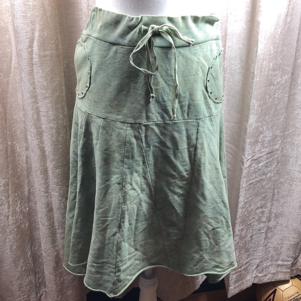 M Tree Boho Indie Gypsy Hippie Green Tie Dye Skirt Medium